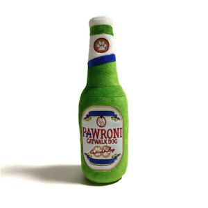 Pawroni Beer Bottle Plush Dog Toy